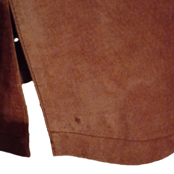 retro leather/ suede beautiful brown coat by Bernardo. Size medium.Flaw. - Picture 11 of 12
